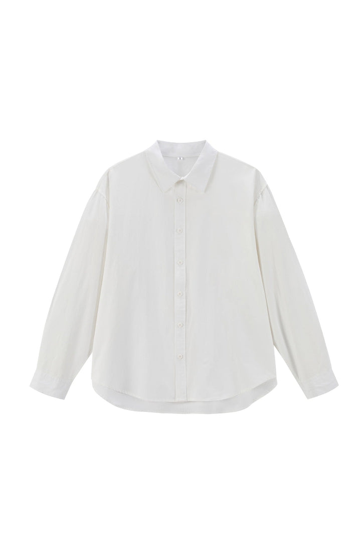 Damen Oversize Baumwollbluse mit Kentkragen und abgerundetem Saum Echoarchiv