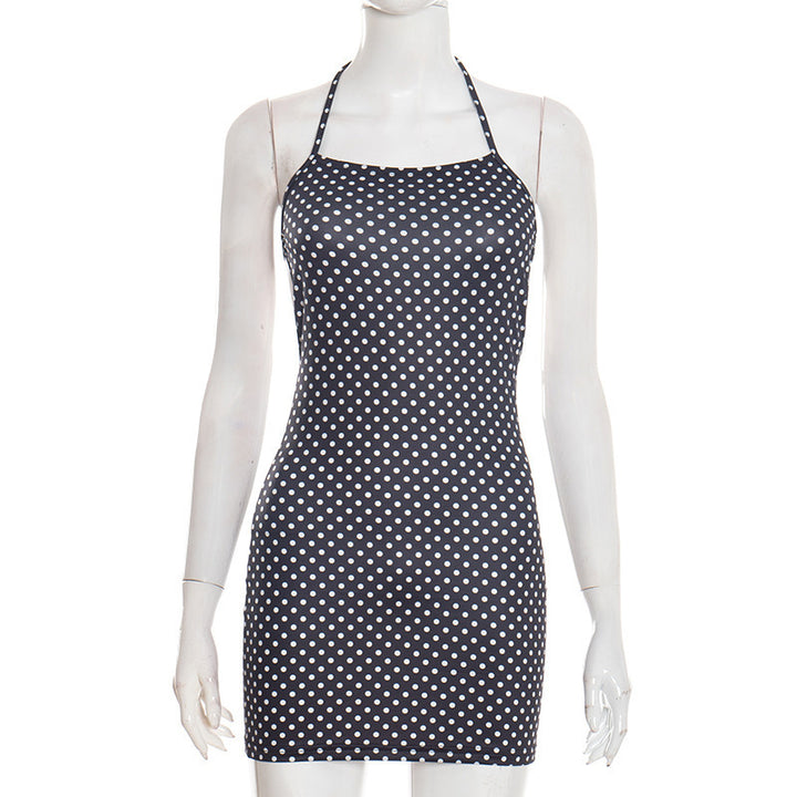 Damen figurbetontes Minikleid mit Polka-Dots und Spaghettiträgern Echo Archiv