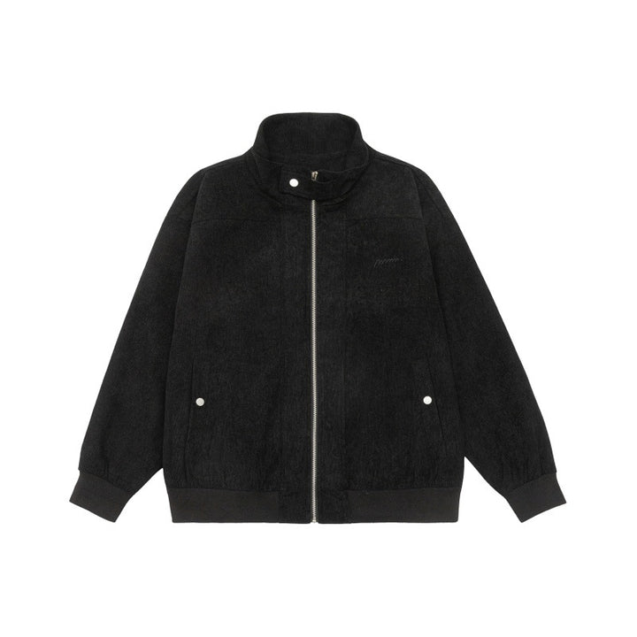 Unisex Teddy-Fleece Bomberjacke mit Stehkragen und Druckknopf-Taschen Echoarchiv