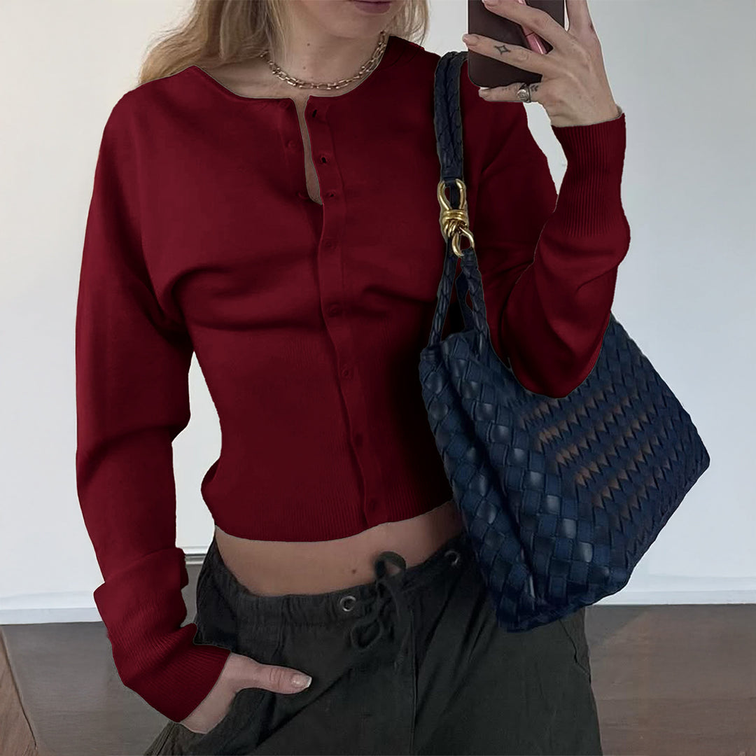 Damen figurbetonter Feinstrickpullover mit tailliertem Rippbund und langen Ärmeln – Mavelle
