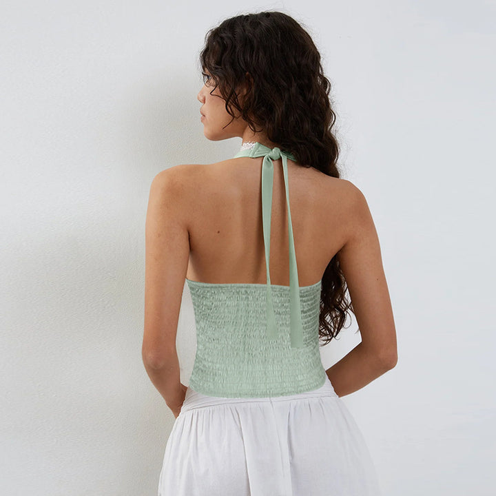 Damen Halter-Crop-Top mit feinen Spitzendetails Echo Archiv