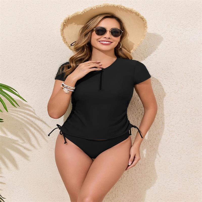 Damen Rashguard-Bikini-Set mit kurzem Arm und verstellbarem Kordelzug Echo Archiv