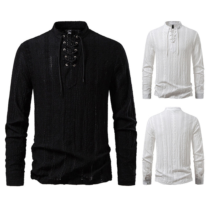 Herren Langärmliges Shirt mit kreativem Schnürdesign Echoarchiv