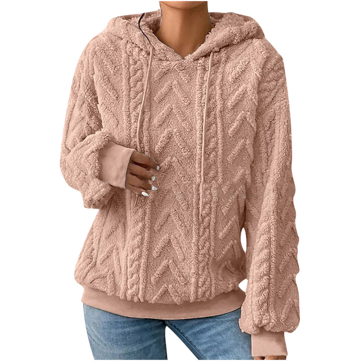 Damen nan kuscheliger Kapuzenpullover mit Zopfmuster Eingrifftaschen und Rippbündchen Echo Archiv