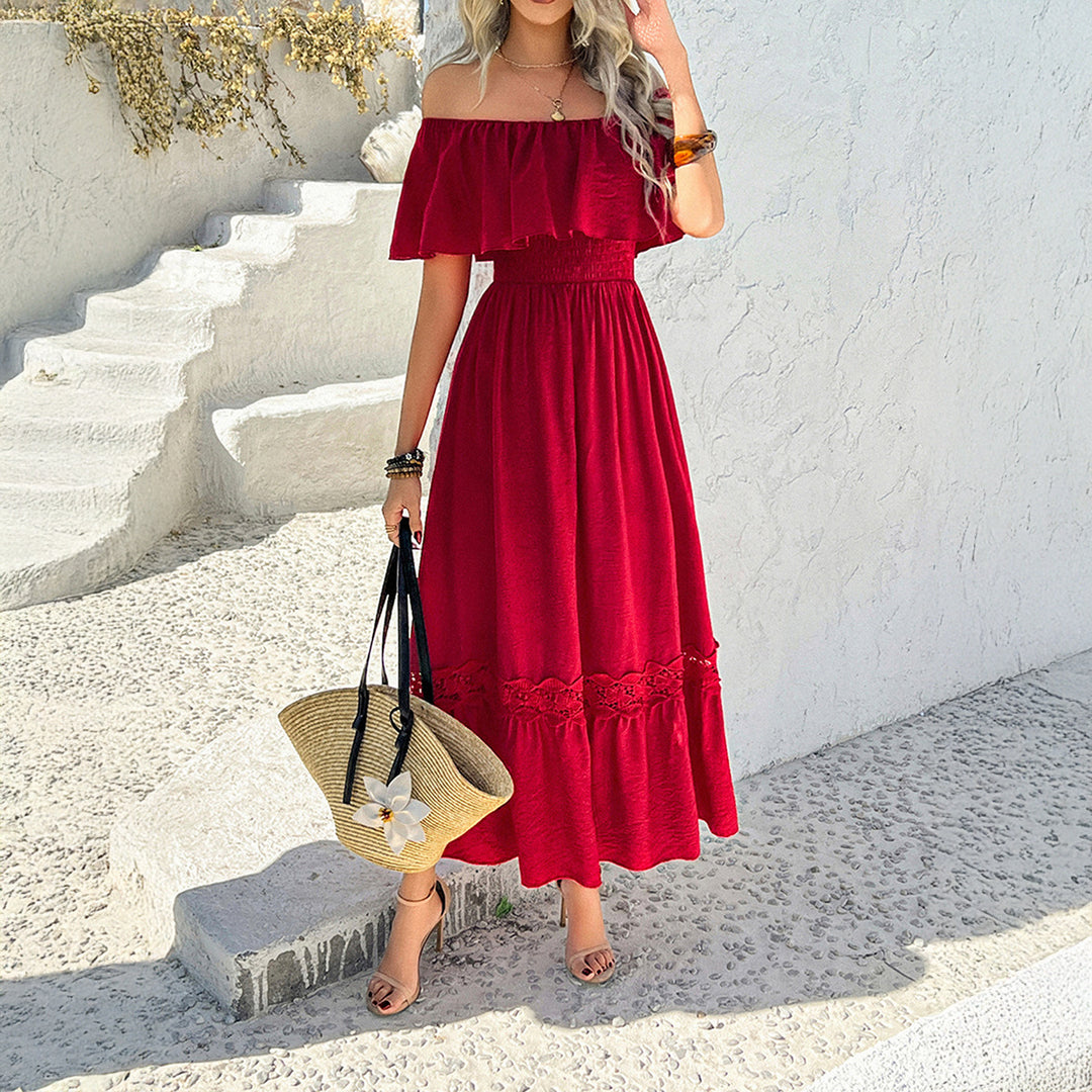Damen Off-Shoulder Maxikleid mit Rüschendetails Echo Archiv