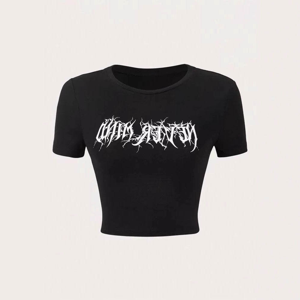 Damen Crop-Pullover mit kreativem Statementdruck Echo Archiv