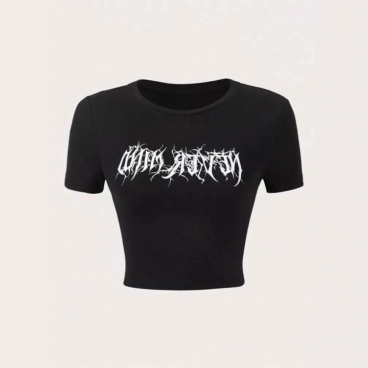 Damen Crop-Pullover mit kreativem Statementdruck Echo Archiv