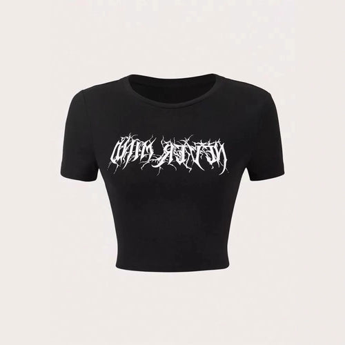 Damen Crop-Pullover mit kreativem Statementdruck Echo Archiv