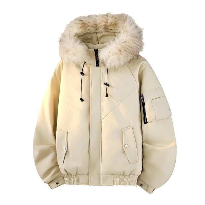 Herren Modische Winterjacke mit abnehmbarem Kunstfellkragen Echoarchiv