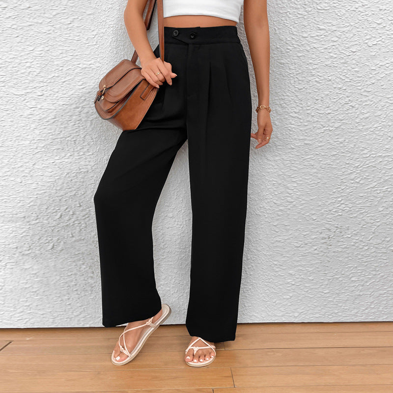 Damen Elegante Stoffhose mit hoher Taille und seitlichen Taschen Echo Archiv