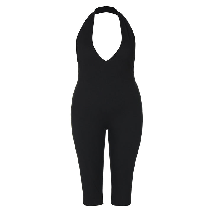 Damen Eleganter bodenlanger Jumpsuit mit tiefem V-Ausschnitt Echo Archiv