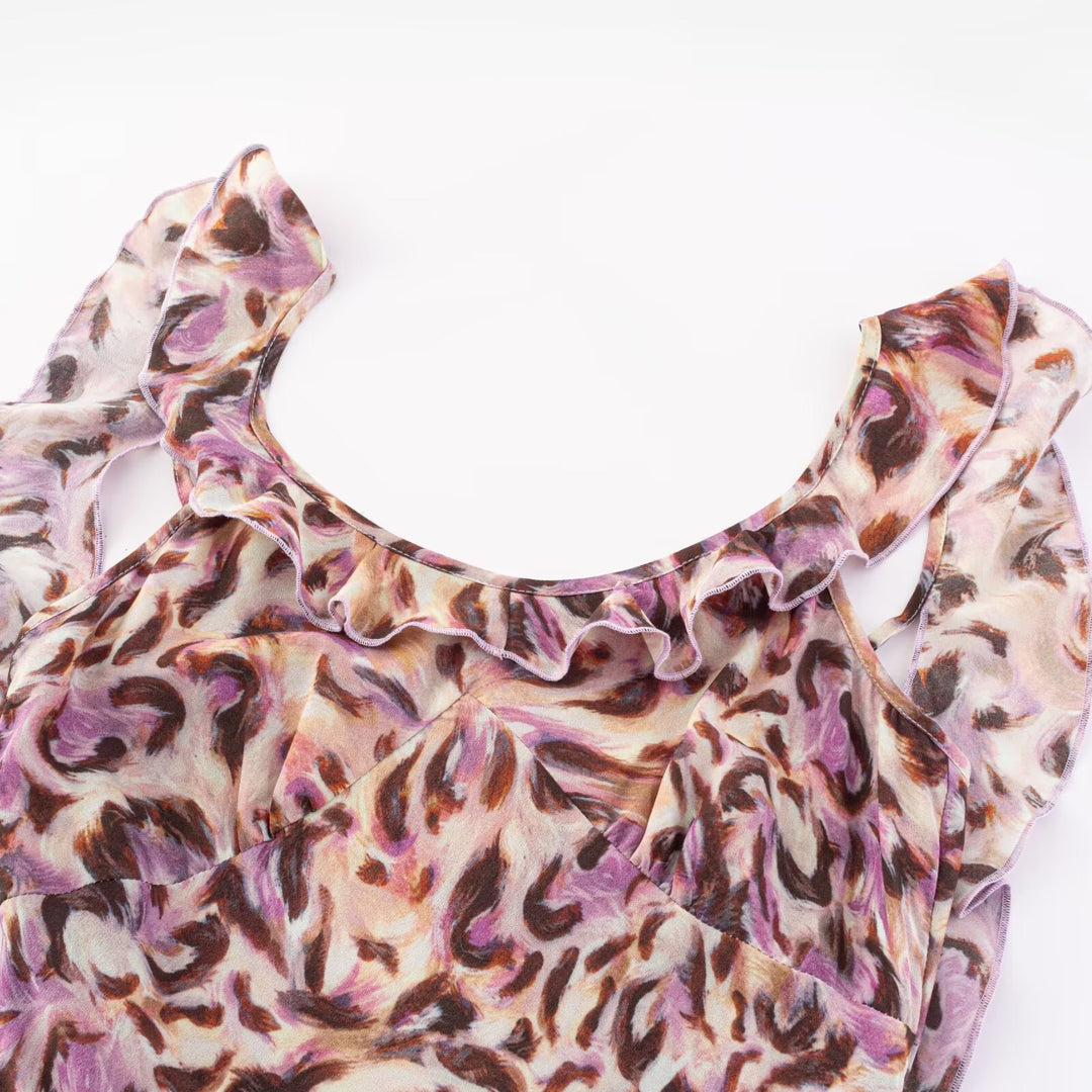 Damen Maxikleid mit elegantem Rüschensaum und floralem Muster Echo Archiv