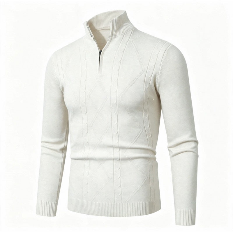 Herren Halbzip-Pullover aus Feinstrick mit geripptem Stehkragen Echo Archiv