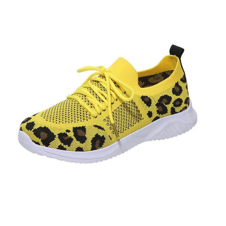 Damen Atmungsaktive Strick-Slipper mit gepolsterter Dämpfungssohle und Leoparden-Schaft – Lioré
