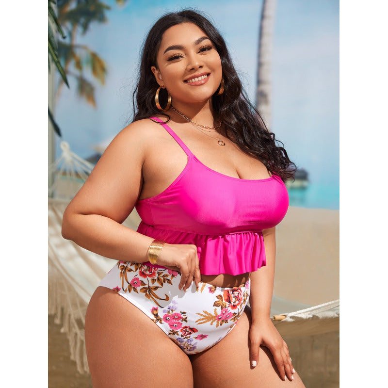 Damen Bikini-Set mit voluminösem Rüschendesign und floralem High-Waist-Slip Echo Archiv