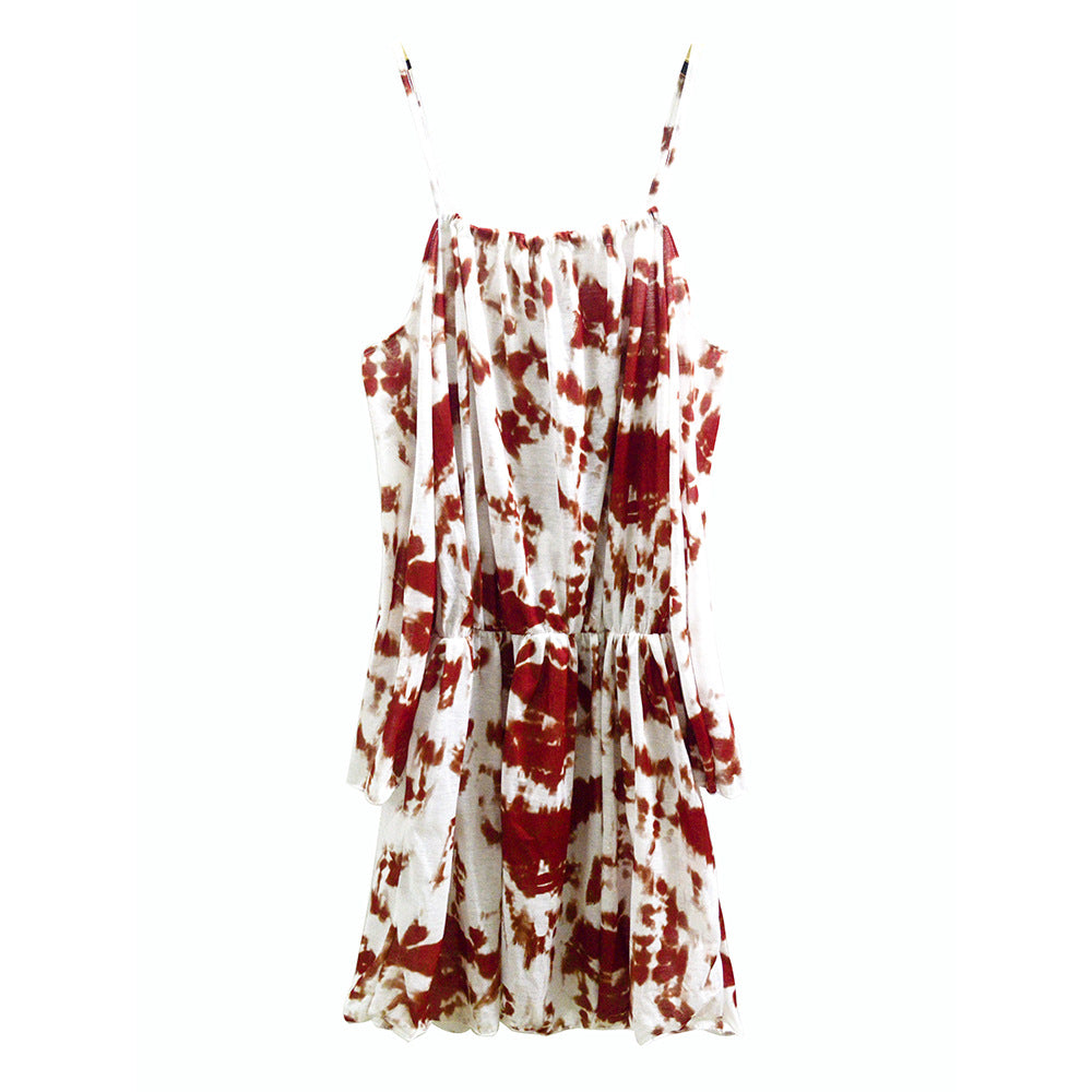 Damen Kurzkleid mit Cut-Out-Schultern, elastischer Taille & Batikstreifen Echoarchiv