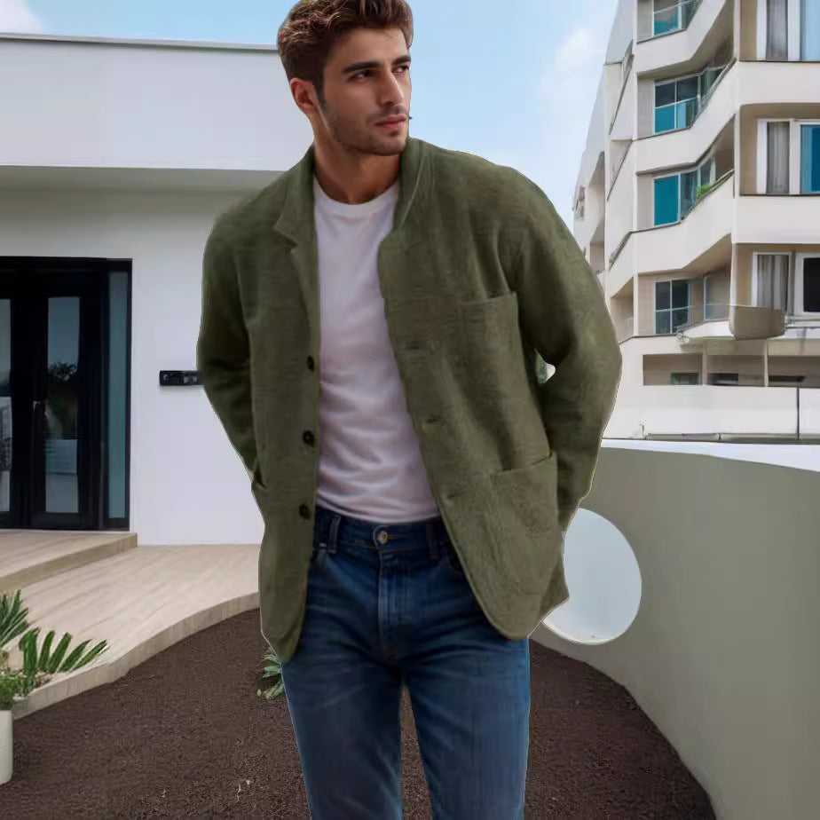Herren Übergangsjacke aus hochwertigem Material mit stilvollem Kragen und praktischen Taschen Echoarchiv