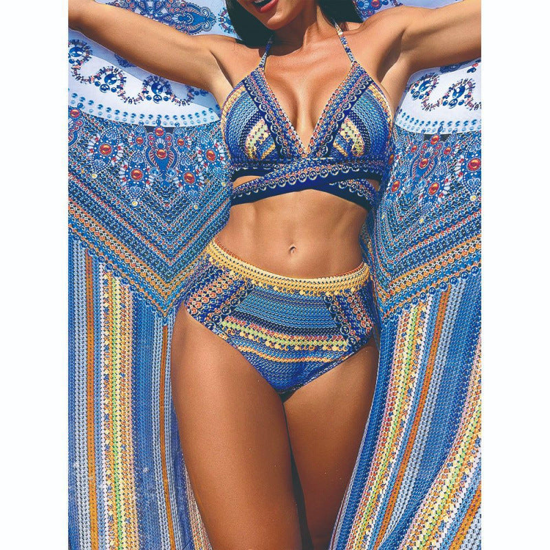 Damen Bikini-Set mit hoch geschnittenem Slip und verstellbarem Oberteil Echo Archiv