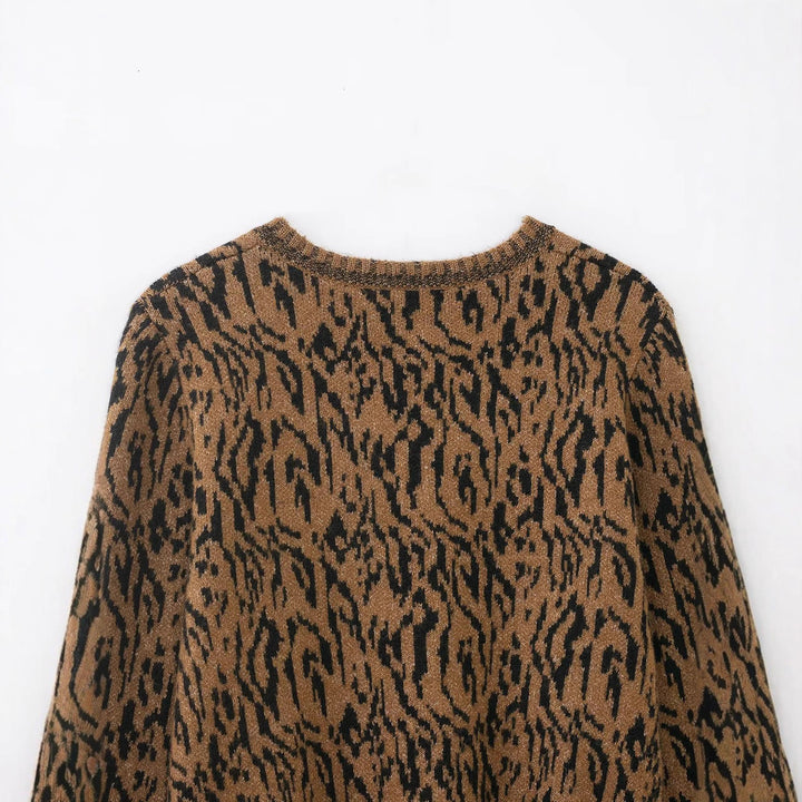Damen nan kurzgeschnittene Jacquard-Strickjacke mit Zierperlenknöpfen Echo Archiv