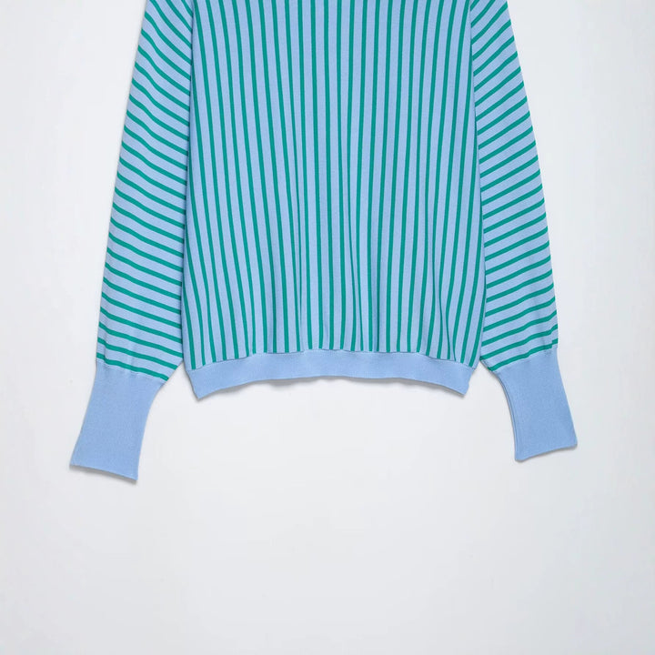 Damen Leichter Rundhals-Feinstrickpullover mit schmalen Längs- und Diagonalstreifen Echo Archiv