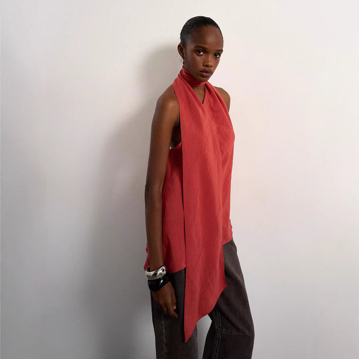 Damen asymmetrisches Wickeloberteil mit elegantem Schal Echo Archiv