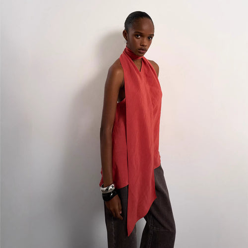 Damen asymmetrisches Wickeloberteil mit elegantem Schal Echo Archiv