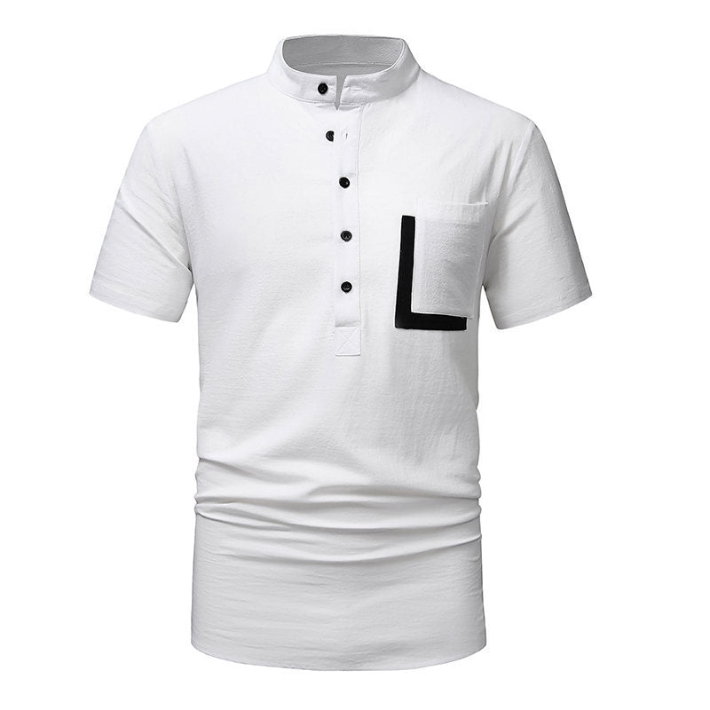 Herren Kurzarm-Henley-Shirt mit praktischem Knopfverschluss Echoarchiv