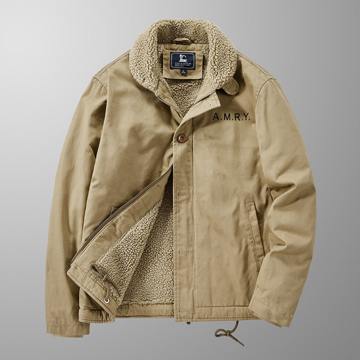 Herren Canvas-Arbeitsjacke mit Sherpa‑Futter, Thermo‑Innenlage und Kordelzugsaum Echoarchiv