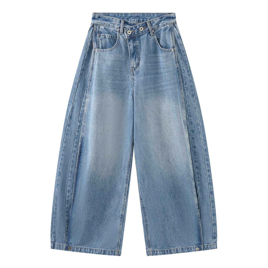 Damen Weite Jeanshose mit hohem Bund, tiefem Schritt und weitem Bein Echoarchiv