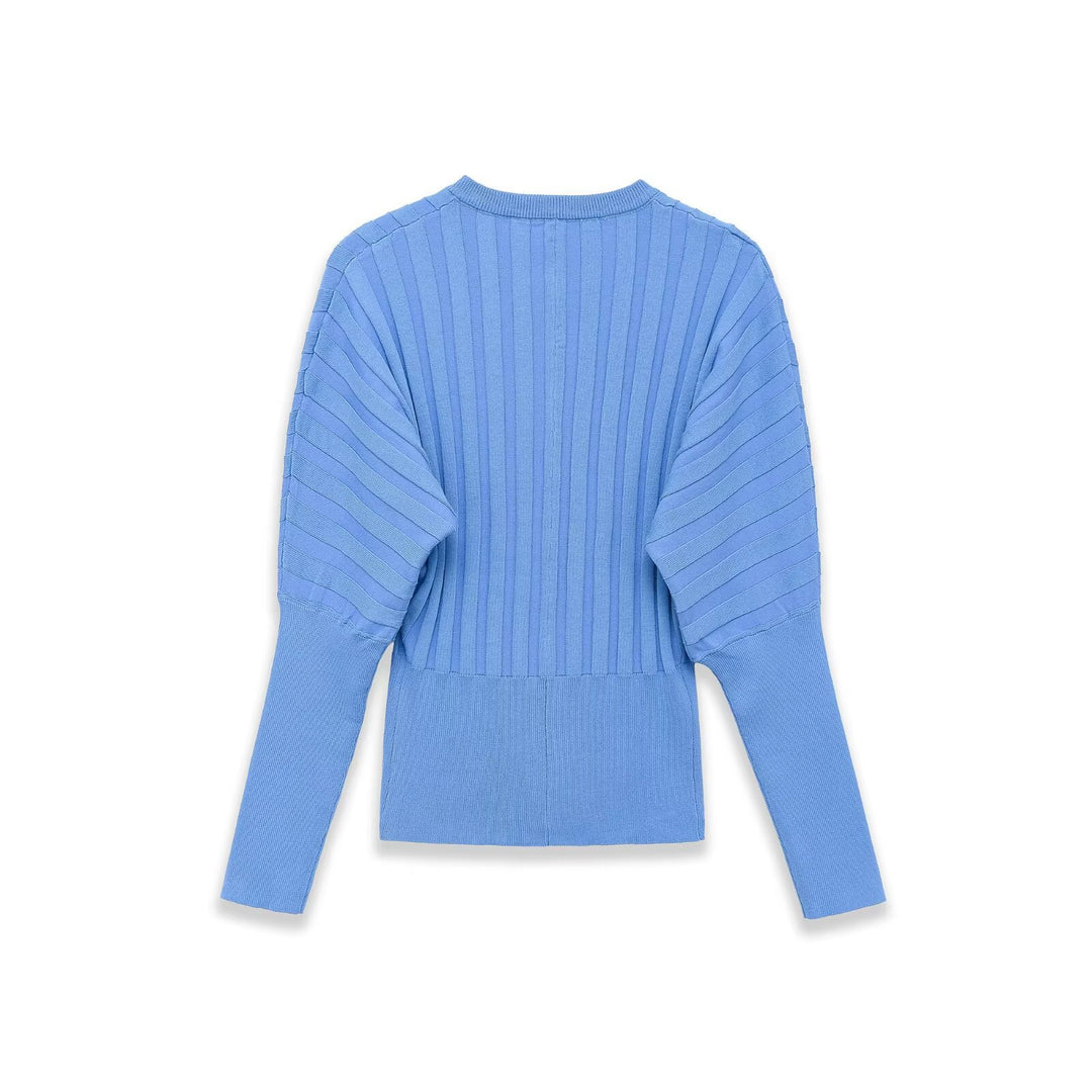 Damen Gerippte Strick-Cardigan mit Ballonärmeln und durchgehender Knopfleiste Echo Archiv