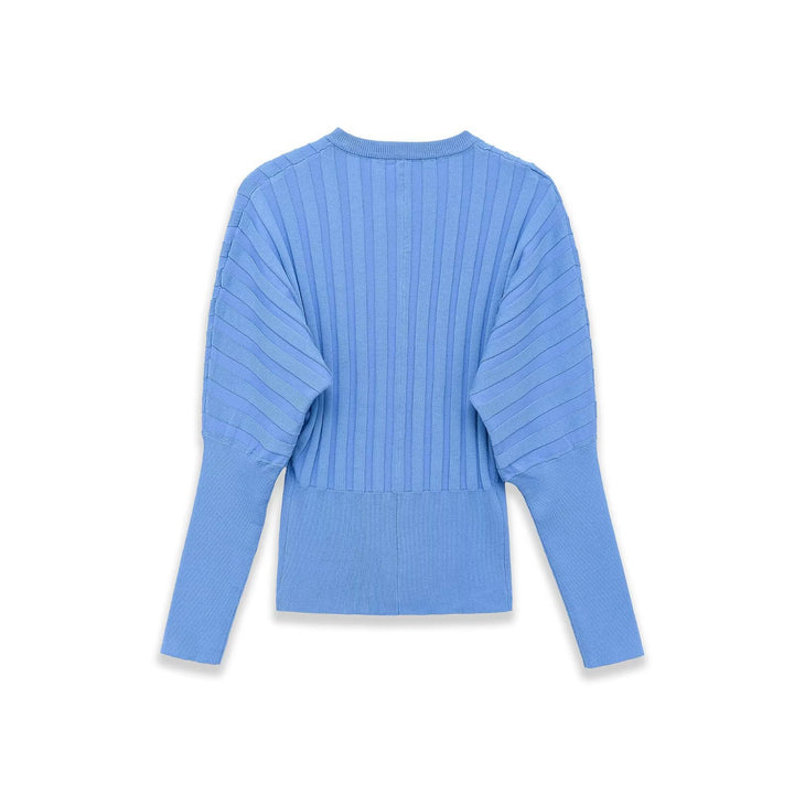 Damen Gerippte Strick-Cardigan mit Ballonärmeln und durchgehender Knopfleiste Echo Archiv