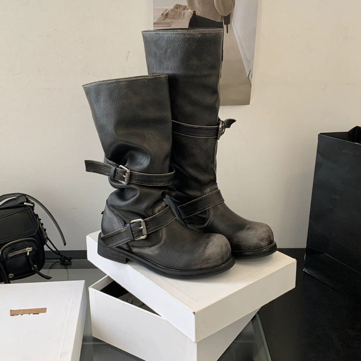Damen Stiefel mit dekorativen Schnallen – Lioré