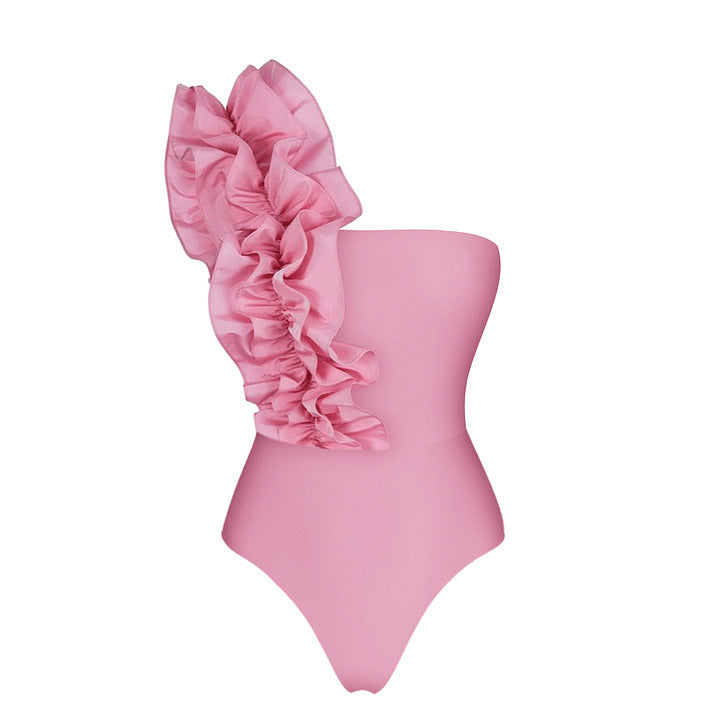 Damen Einseitiger Rüschenschwimmanzug Echo Archiv
