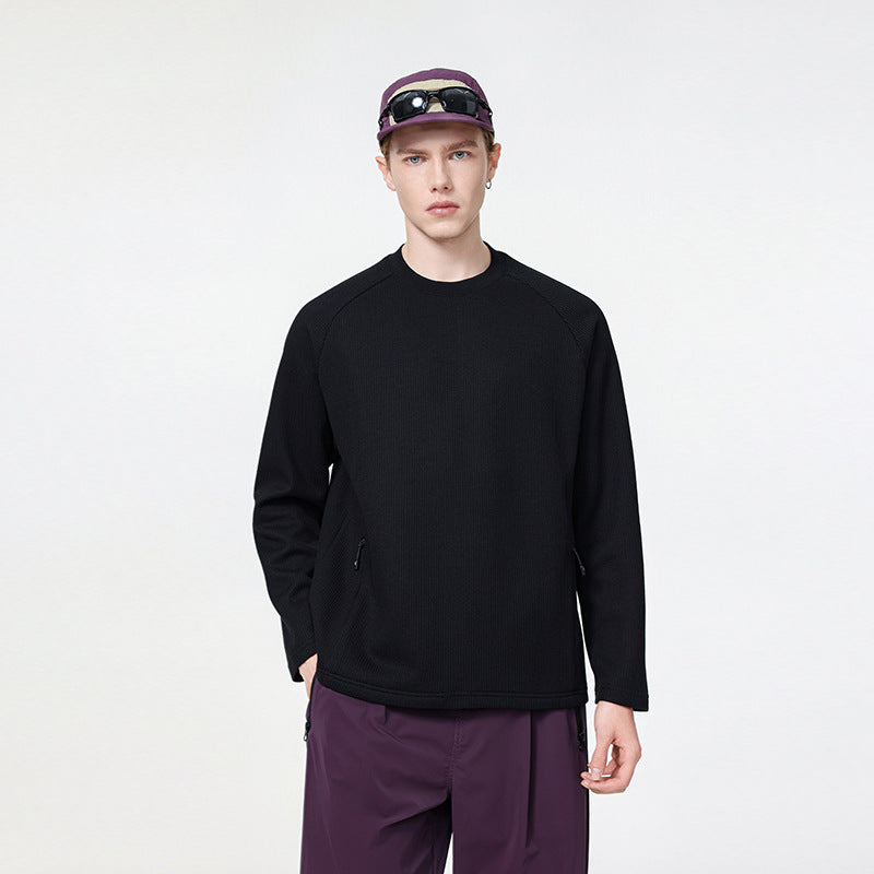 Herren Waffelstruktur-Thermo-Sweatshirt mit Raglanärmeln und Reißverschlusstaschen Echo Archiv