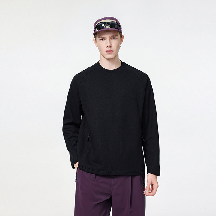 Herren Waffelstruktur-Thermo-Sweatshirt mit Raglanärmeln und Reißverschlusstaschen Echo Archiv