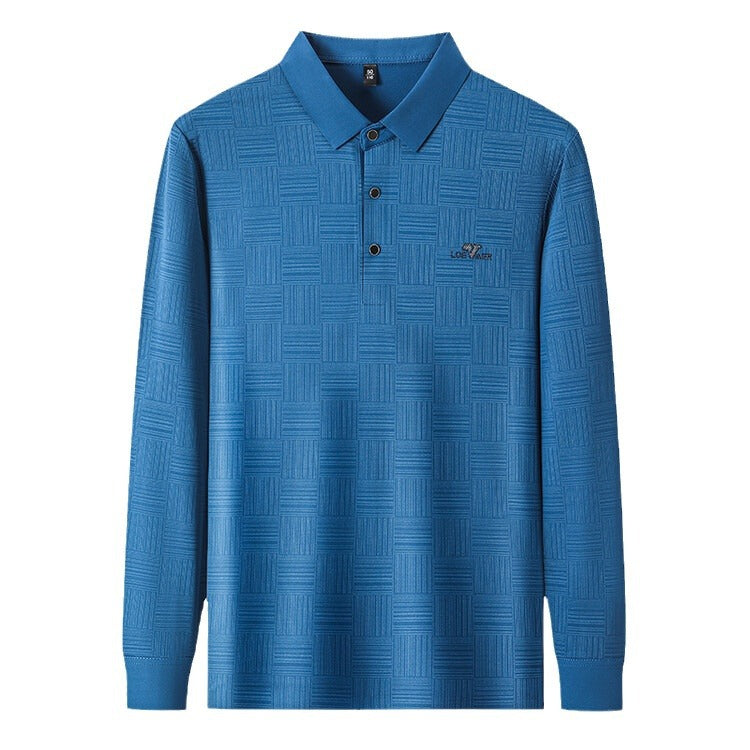 Herren modisches Langarm Poloshirt mit strukturiertem Design Echoarchiv