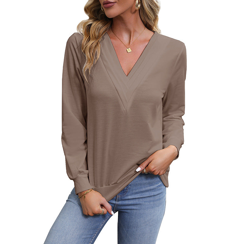 Damen V‑Ausschnitt Longsleeve aus feinem Stretch‑Viskosejersey mit taillierter Schnittführung Echoarchiv