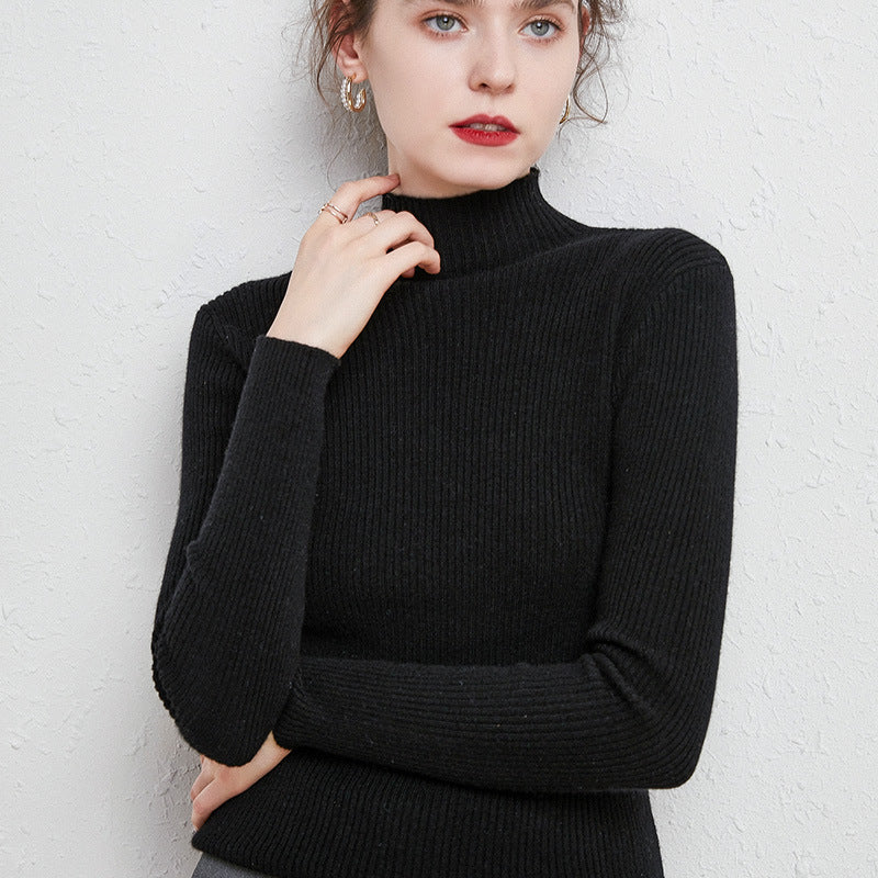 Damen Figurbetonter Feinstrick-Rollkragenpullover mit extrafeiner Rippenstruktur und kaschmirweicher Haptik Echoarchiv