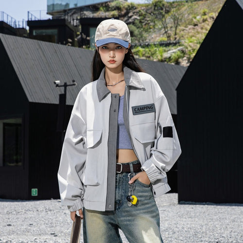 Damen Oversize Utility-Jacke mit Fleece‑Kragen & Multifunktions‑Taschen Echoarchiv