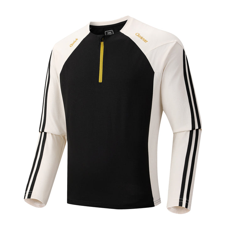 Herren Atmungsaktives Langarm-Trainingsshirt mit kurzem Reißverschluss und Raglanärmeln Echo Archiv
