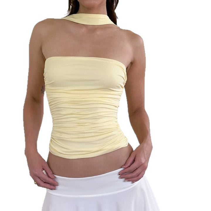 Damen figurbetontes Oberteil mit Choker und Raffung Echo Archiv