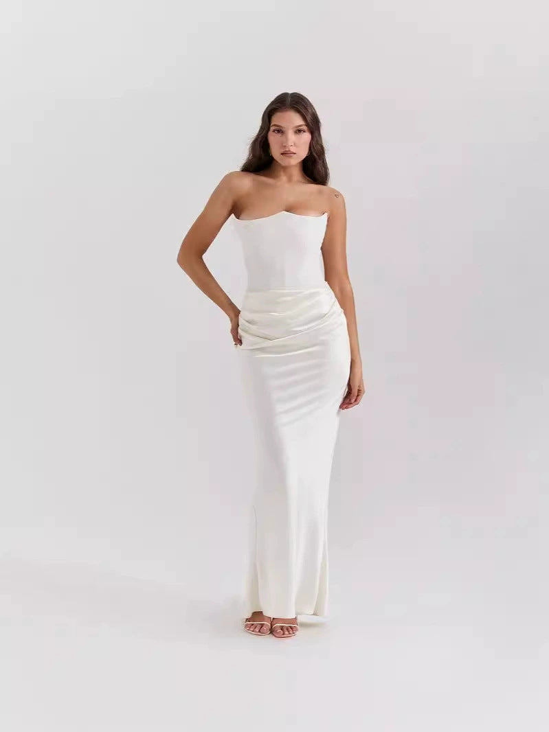 Damen Elegantes Abendkleid mit herzförmigem Ausschnitt und fließendem Rock Echo Archiv