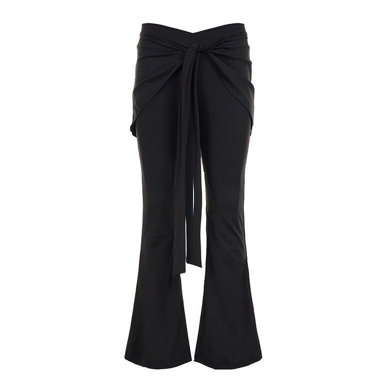 Damen nan ausgestellte Palazzohose mit Wickelrock-Overlay, hohem Bund und Bindegürtel Echo Archiv