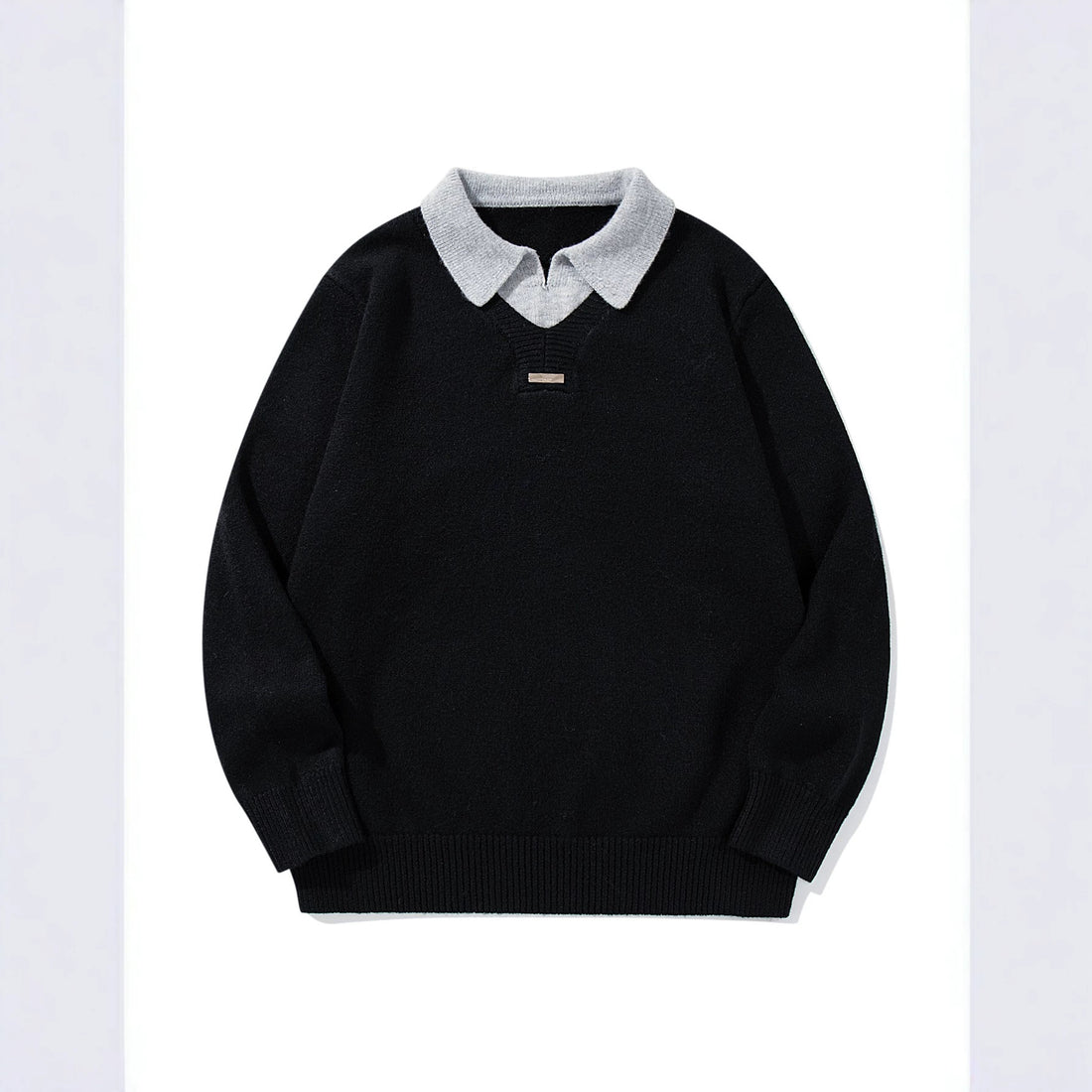 Herren Boxy-Strickpullover mit Polokragen und V‑Einsatz Echoarchiv
