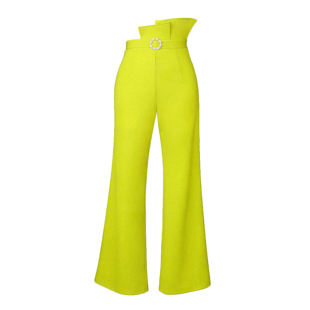 Damen Elegante Hochbundhose mit schickem Gürtel und weitem Bein Echo Archiv