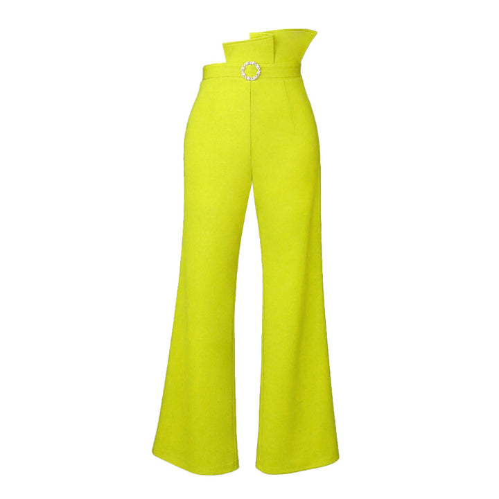 Damen Elegante Hochbundhose mit schickem Gürtel und weitem Bein Echo Archiv