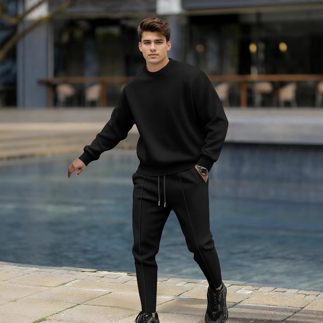 Herren lässiger Strickpullover und Jogginghose mit elastischem Bund Echoarchiv
