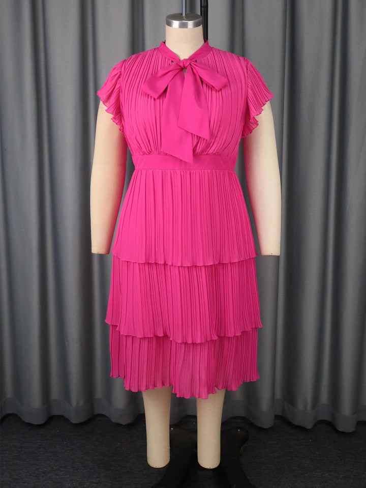Damen plissiertes Midi-Kleid mit Schleifenakzent Echo Archiv