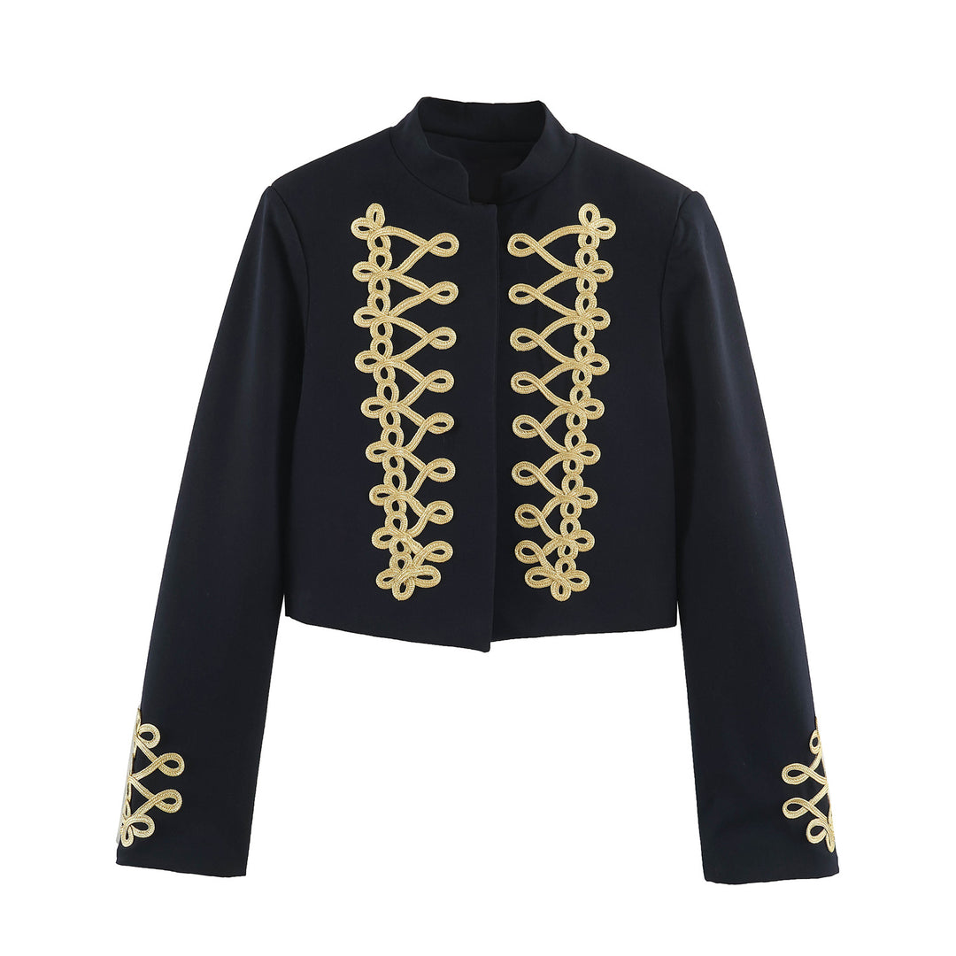 Damen Cropped-Bolerojacke mit hohem Stehkragen und dekorativer Galonborte Echo Archiv