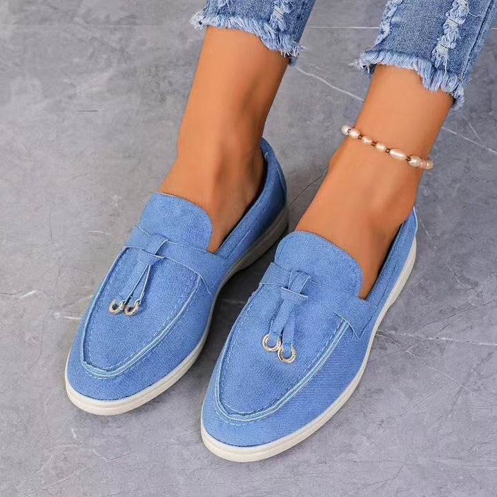 Damen elegante Mokassin-Loafer mit dekorativer Ringschlaufe, weichem Komfortfußbett und flexibler Leichtsohle Echo Archiv